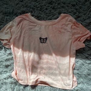 Shein butterfly cropped shirt